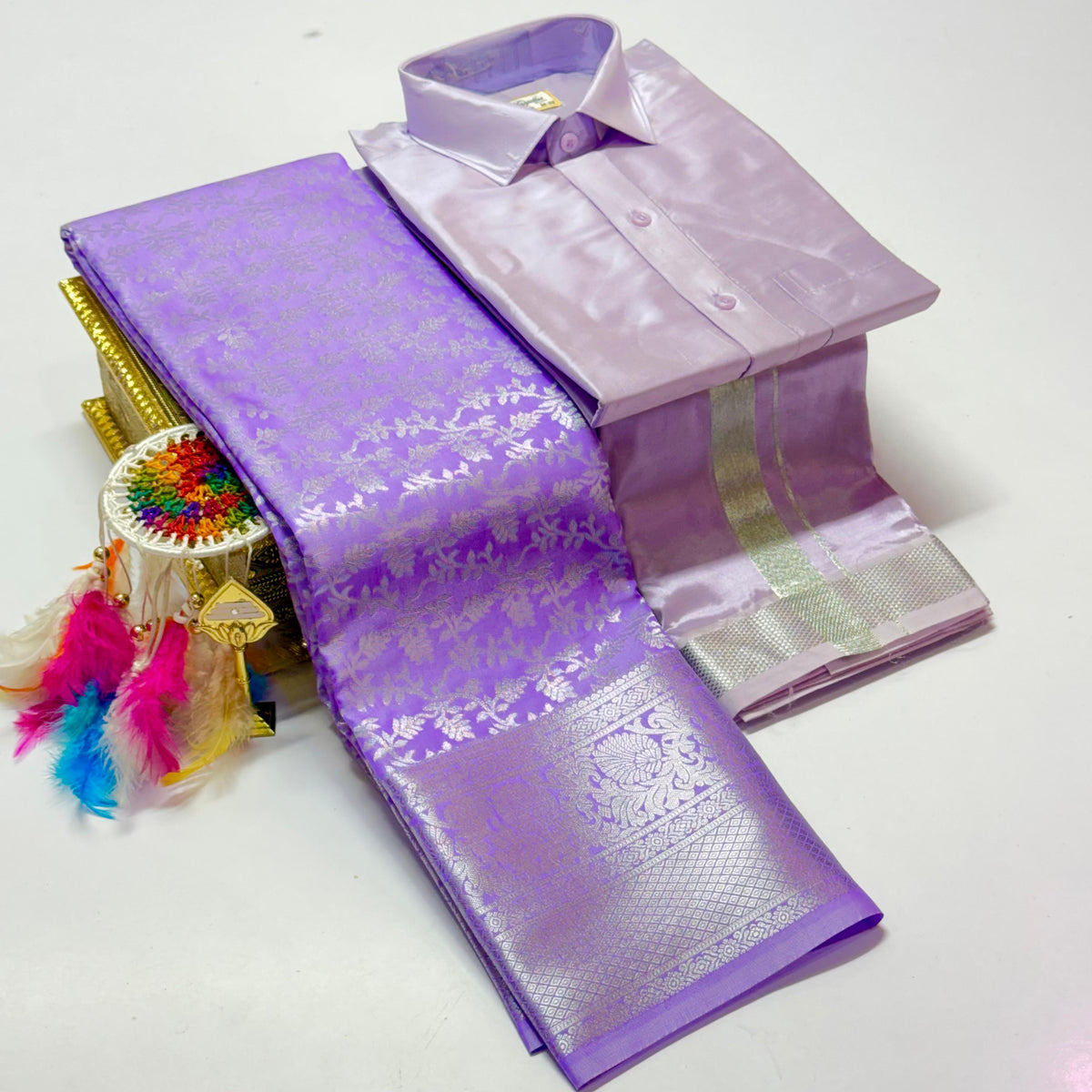 Premium Pattu Couple Combo Set – Design 1
