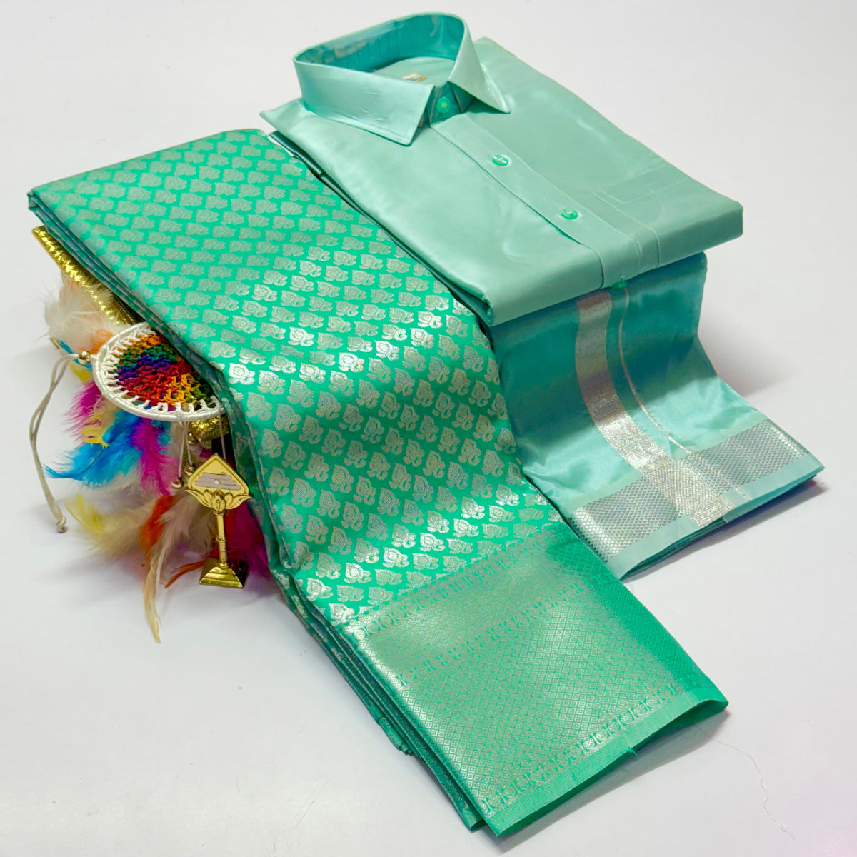 Premium Pattu Couple Combo Set – Design 1