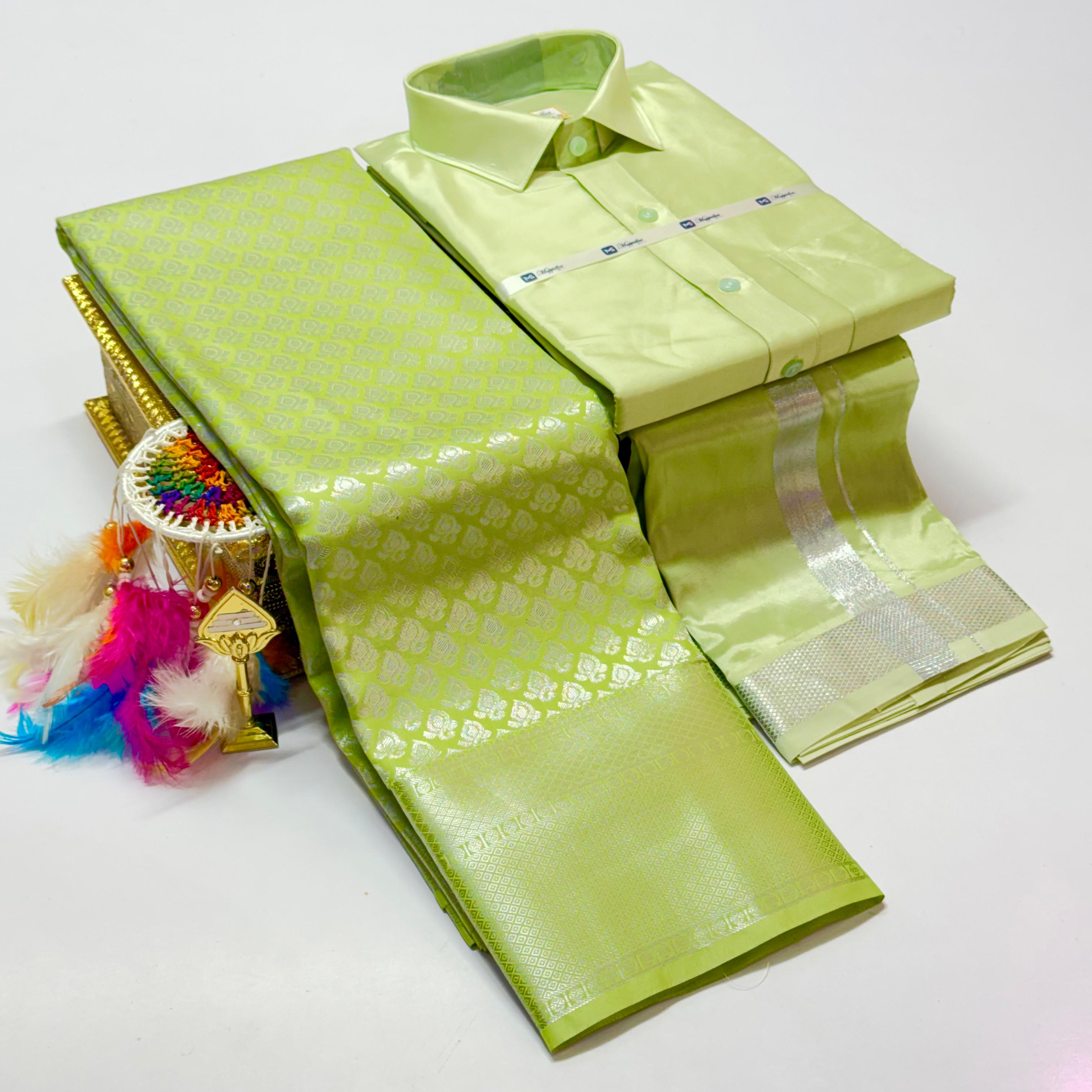 Premium Pattu Couple Combo Set – Design 3