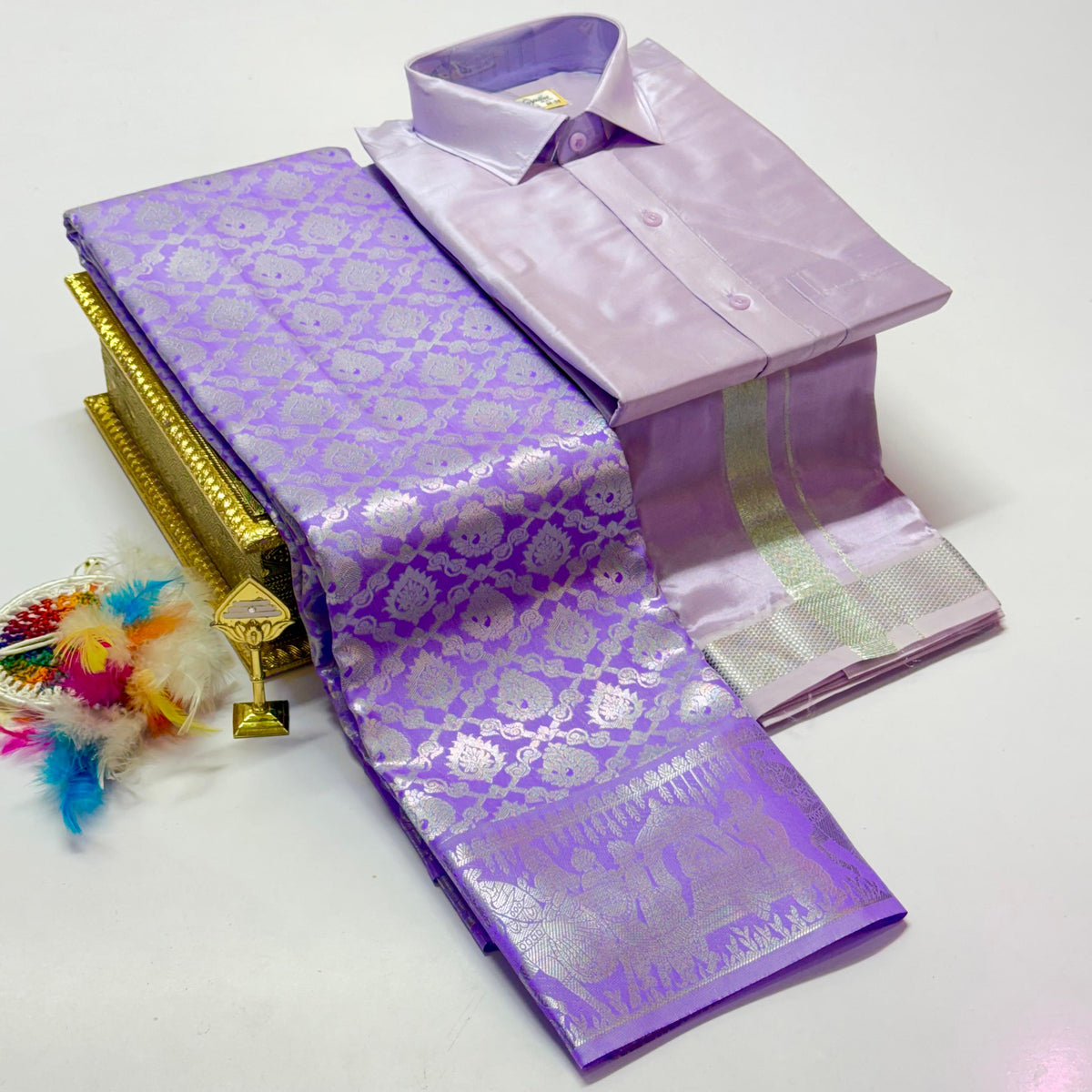 Premium Pattu Couple Combo Set – Design 2