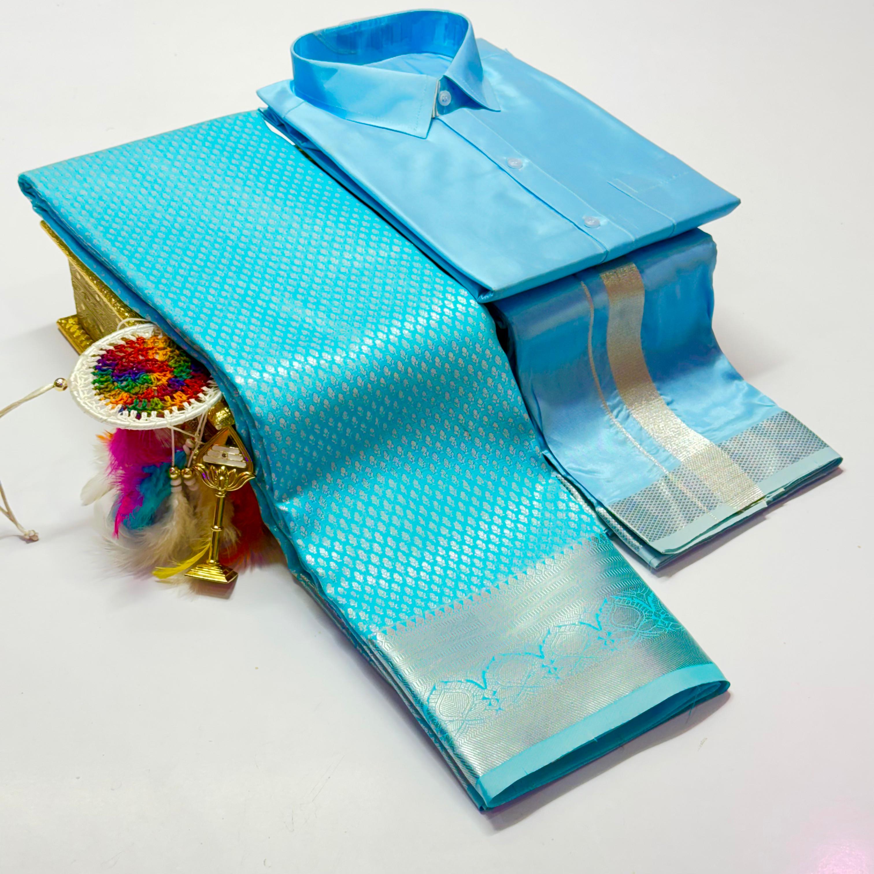 Premium Pattu Couple Combo Set – Design 3