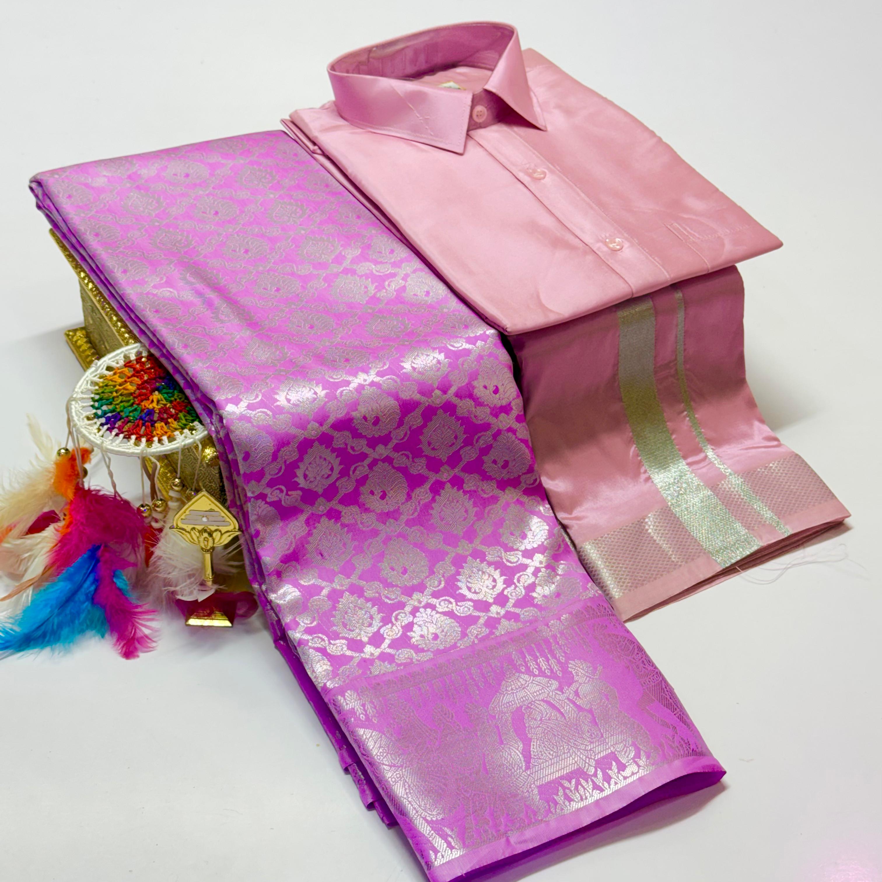 Premium Pattu Couple Combo Set – Design 2
