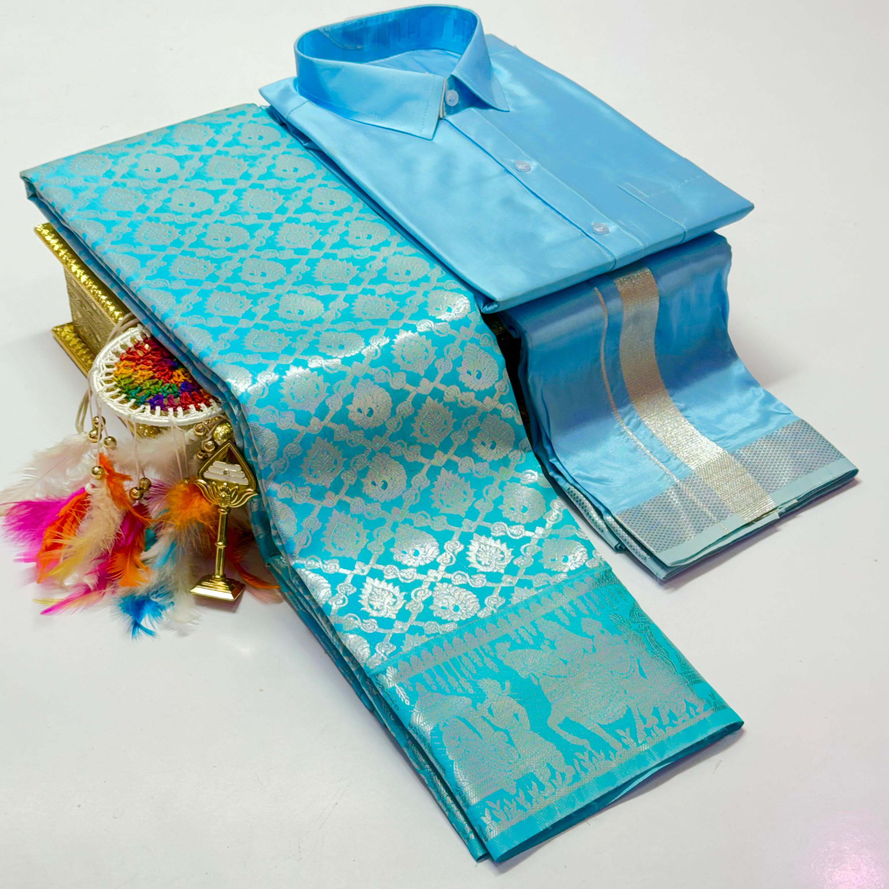 Premium Pattu Couple Combo Set – Design 2