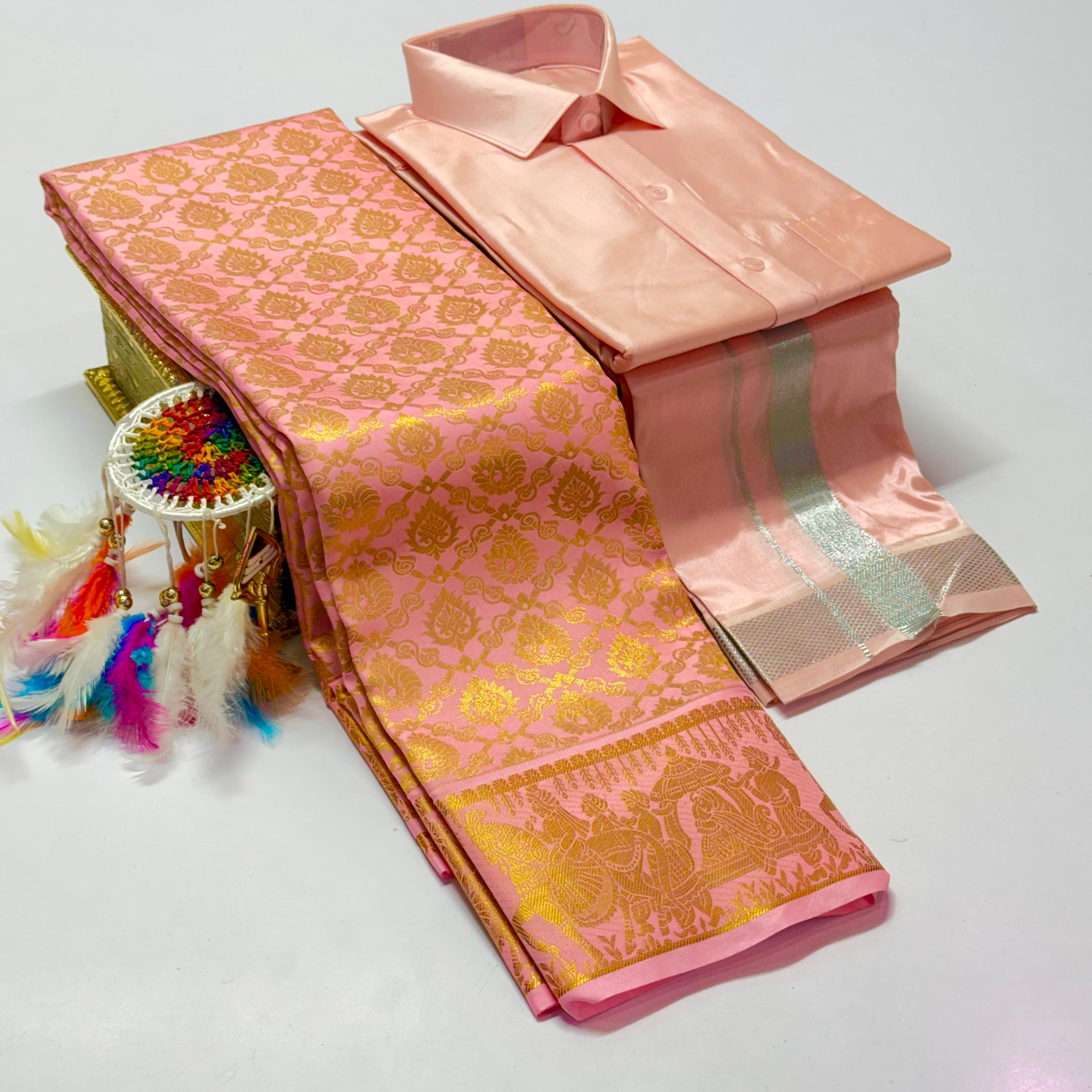 Premium Pattu Couple Combo Set – Design 3