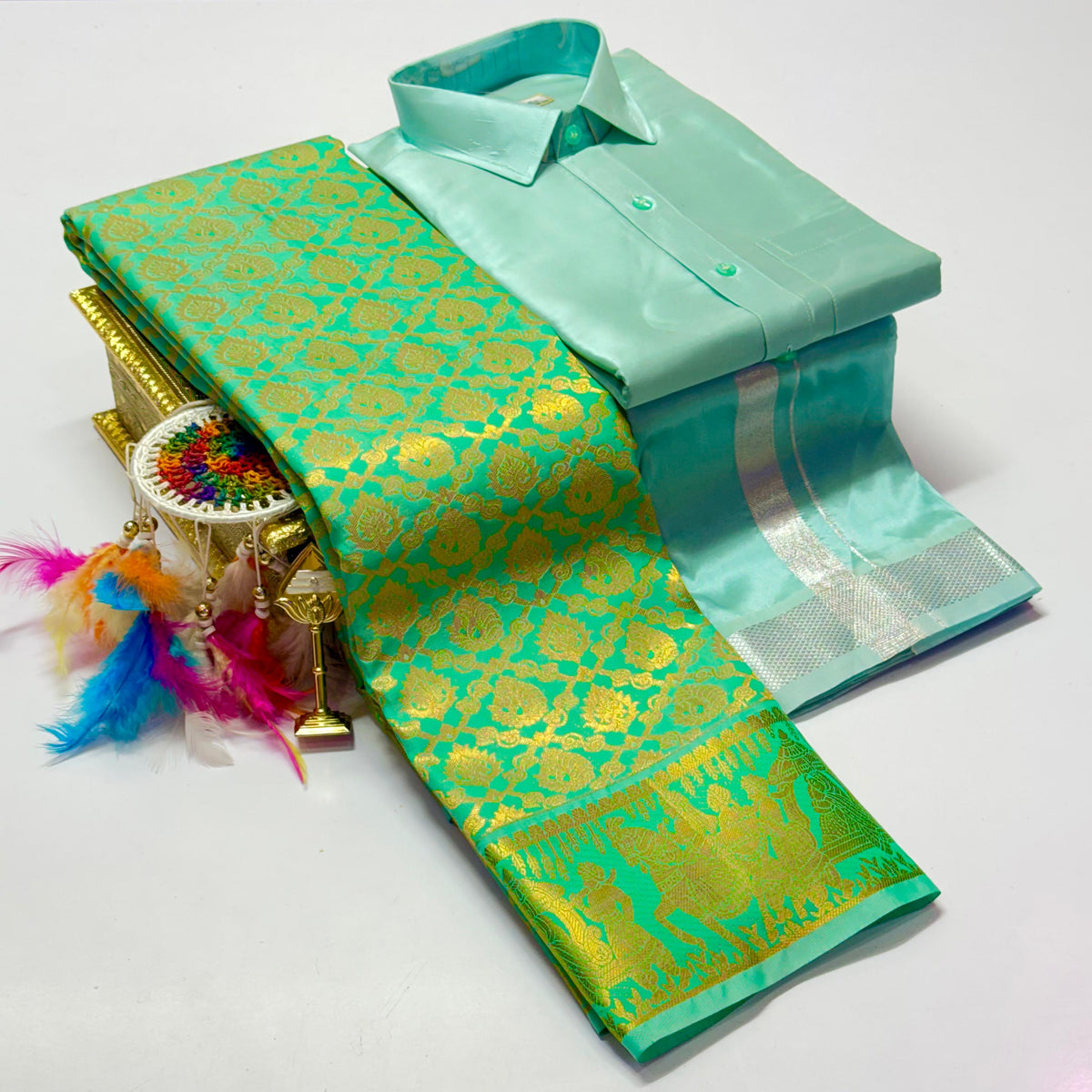 Premium Pattu Couple Combo Set – Design 2