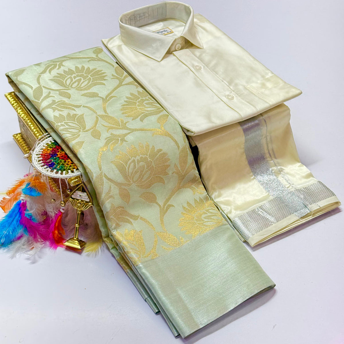 Premium Pattu Couple Combo Set – Design 2