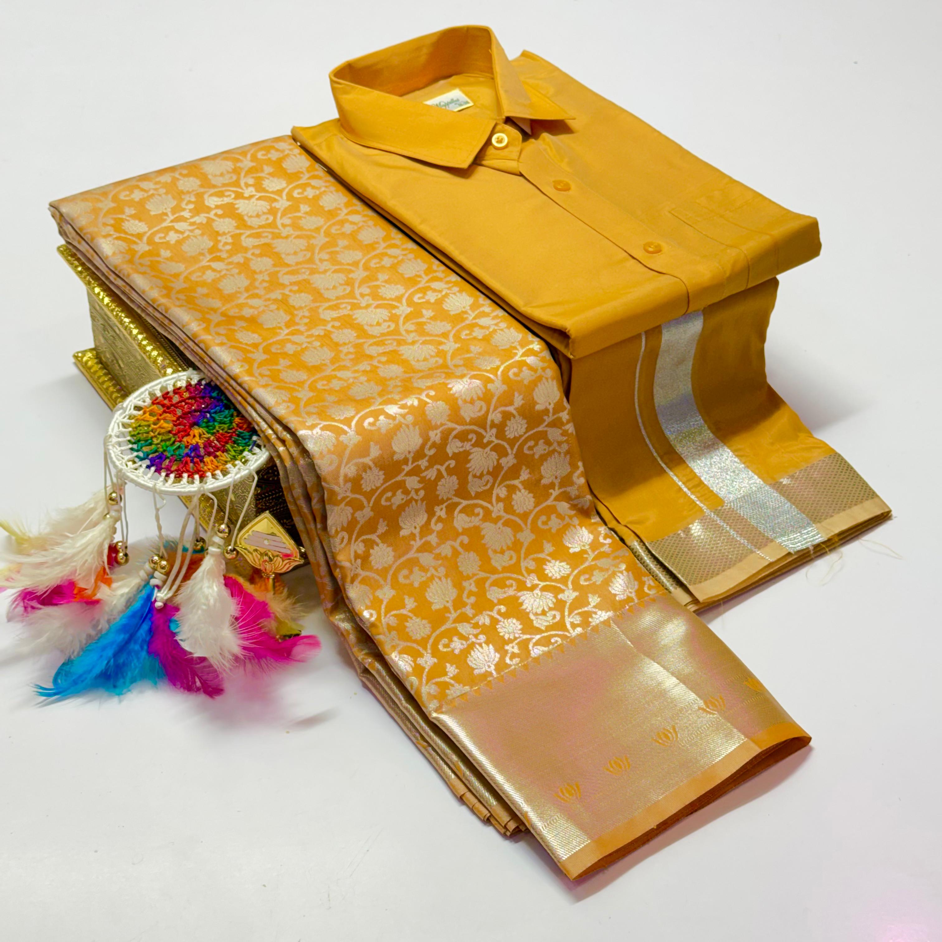 Premium Pattu Couple Combo Set – Design 3