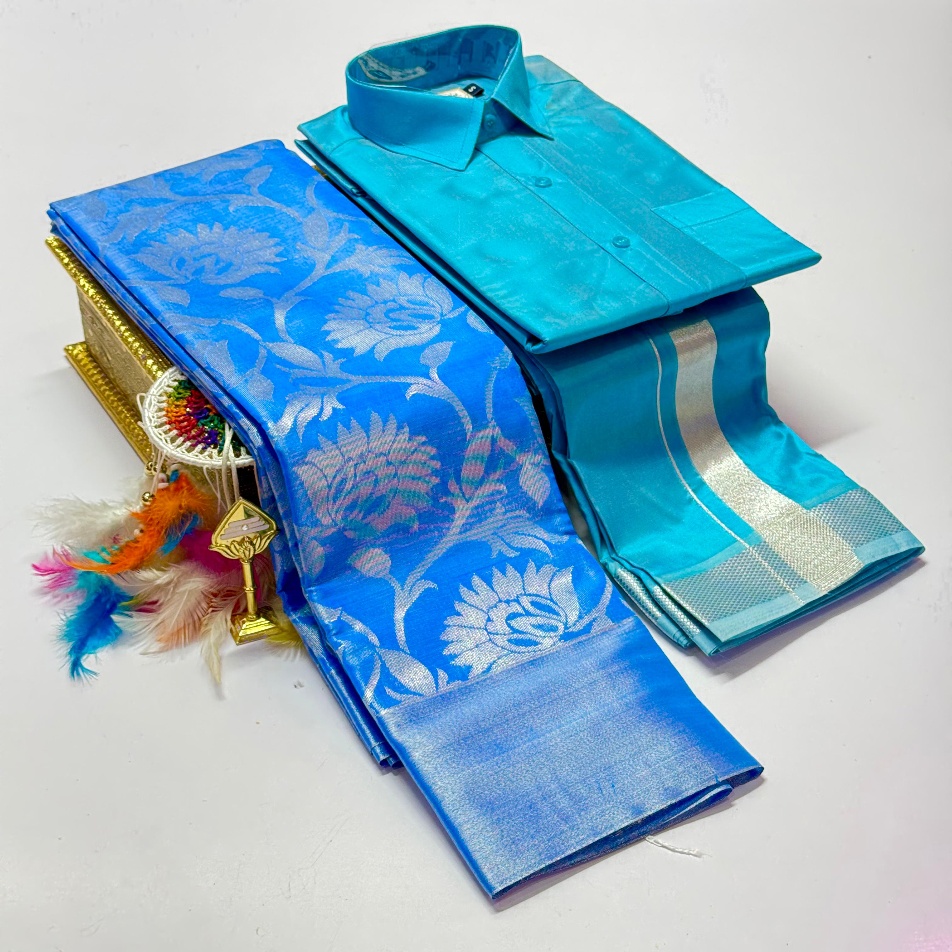 Premium Pattu Couple Combo Set – Design 3
