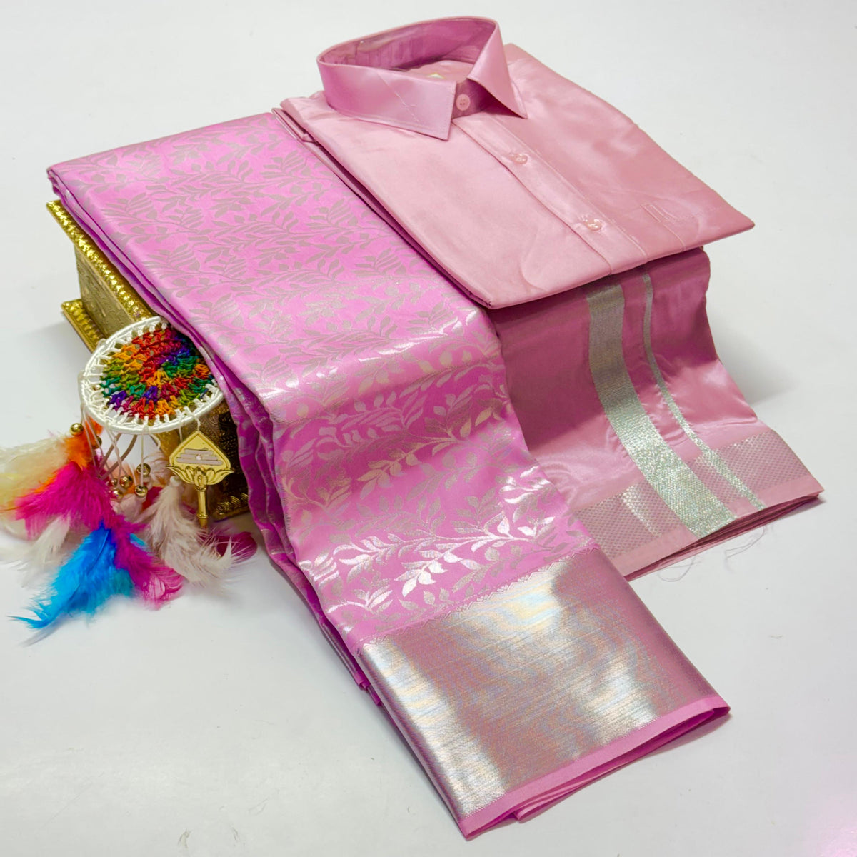 Premium Pattu Couple Combo Set – Design 1