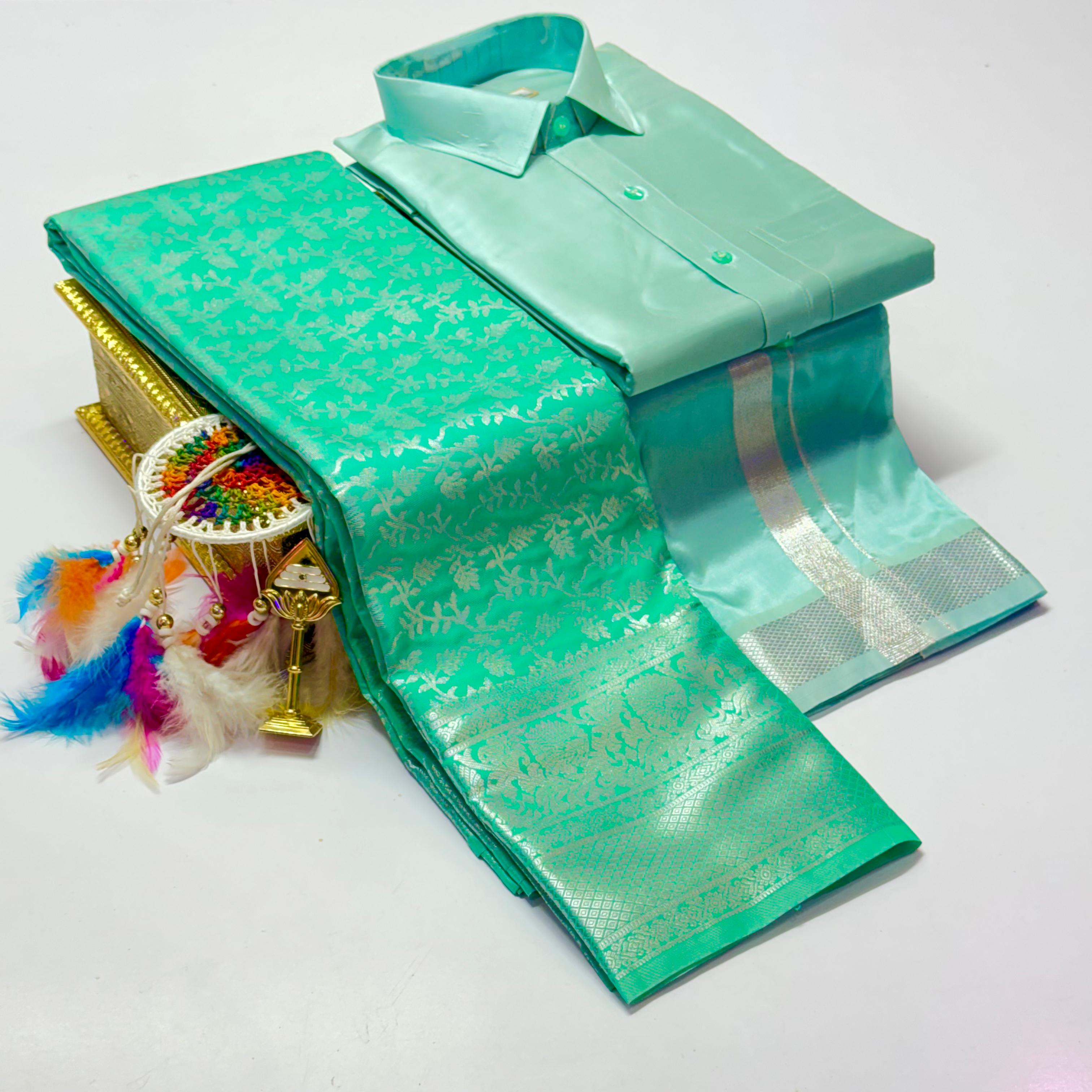 Premium Pattu Couple Combo Set – Design 3