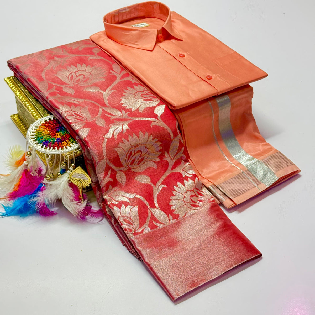 Premium Pattu Couple Combo Set – Design 3