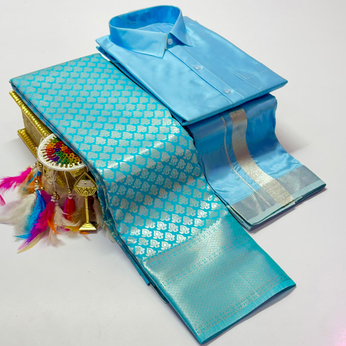 Premium Pattu Couple Combo Set – Design 3