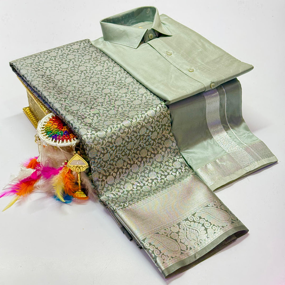 Premium Pattu Couple Combo Set – Design 3