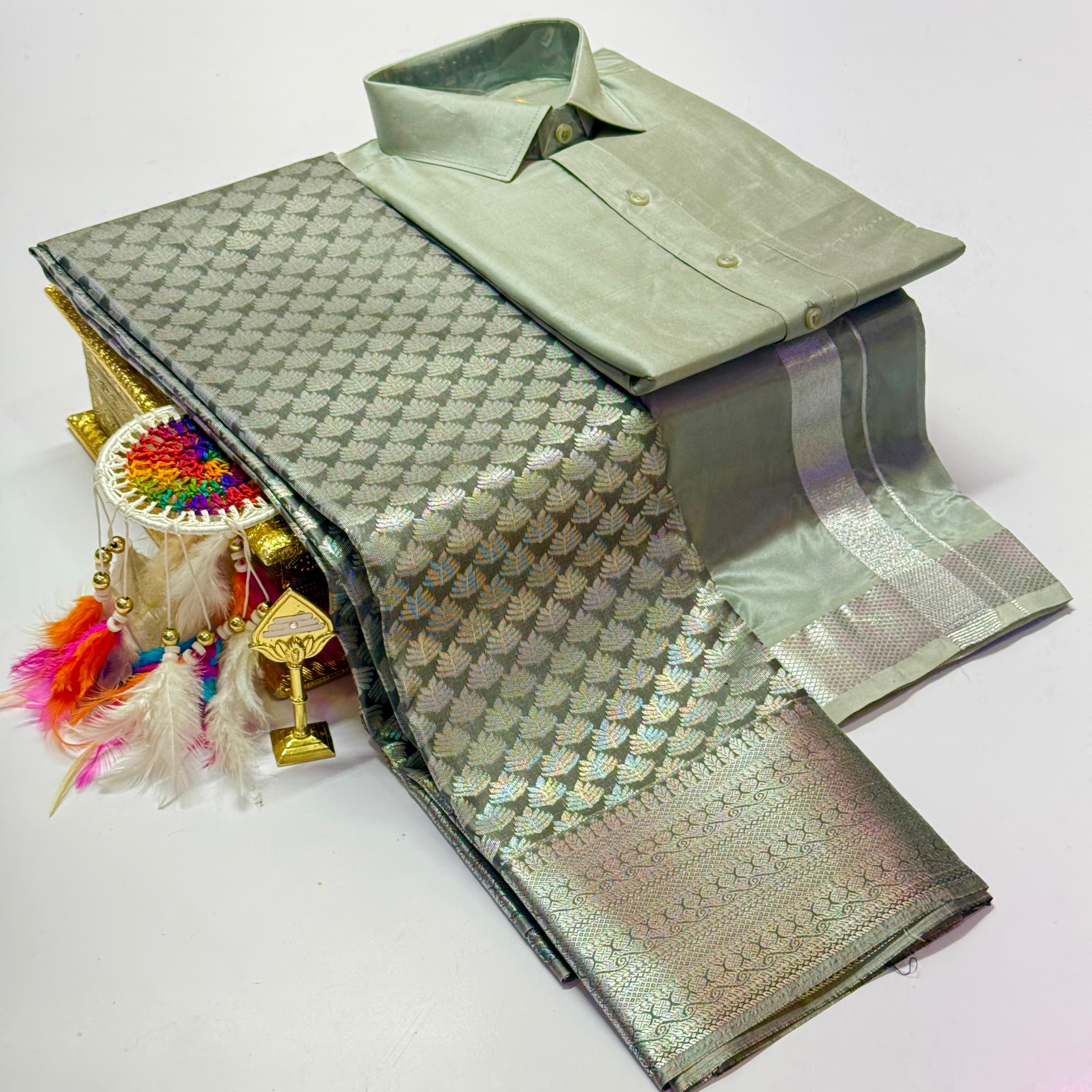 Premium Pattu Couple Combo Set – Design 1