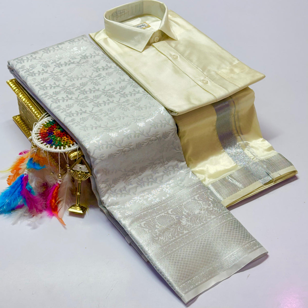 Premium Pattu Couple Combo Set – Design 3