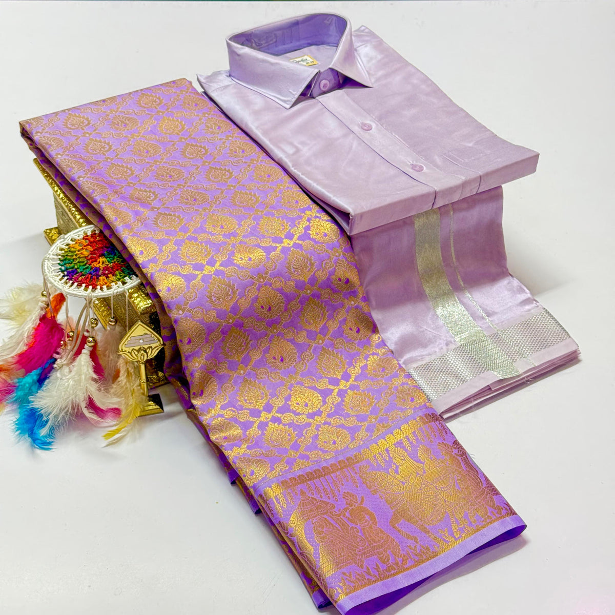 Premium Pattu Couple Combo Set – Design 1