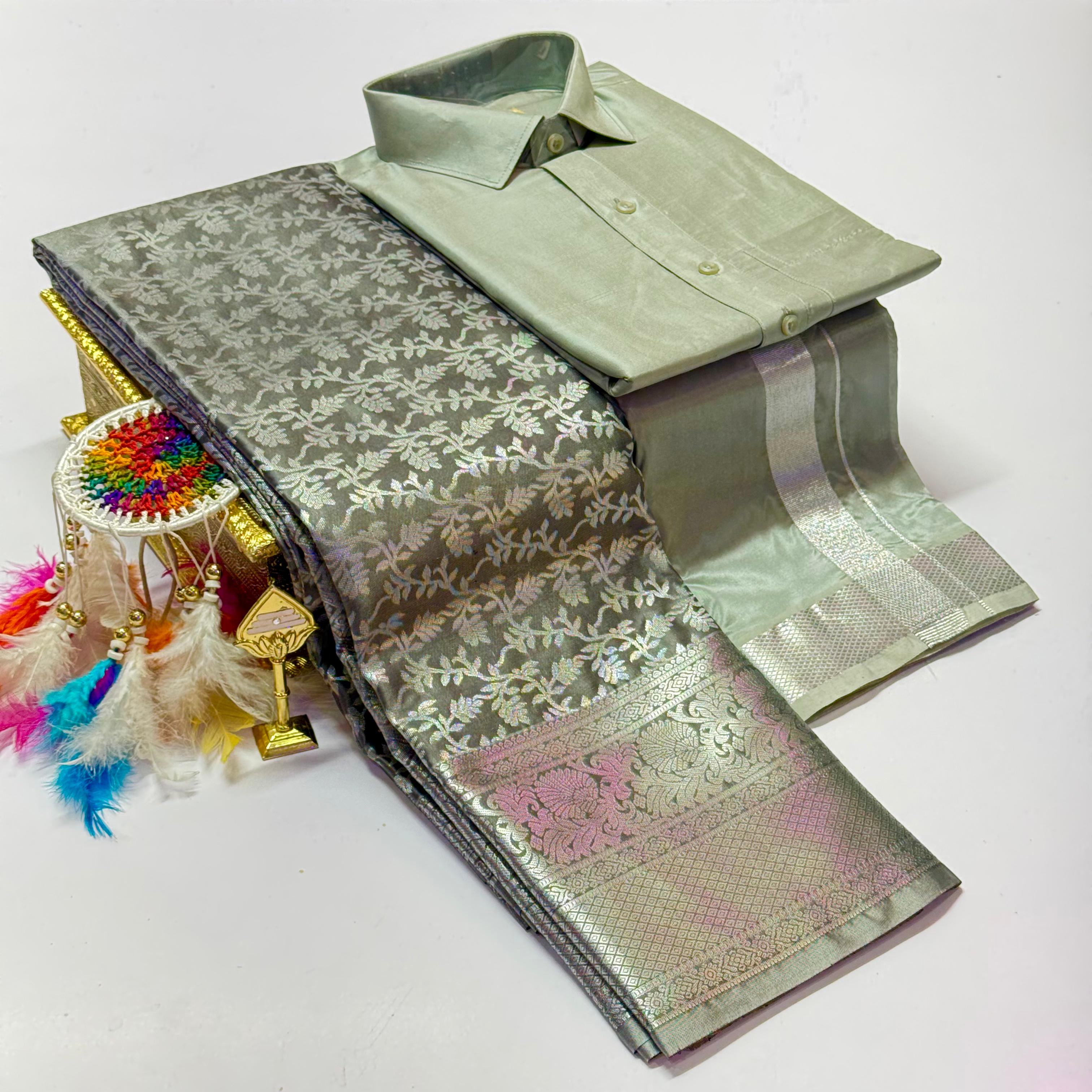 Premium Pattu Couple Combo Set – Design 1