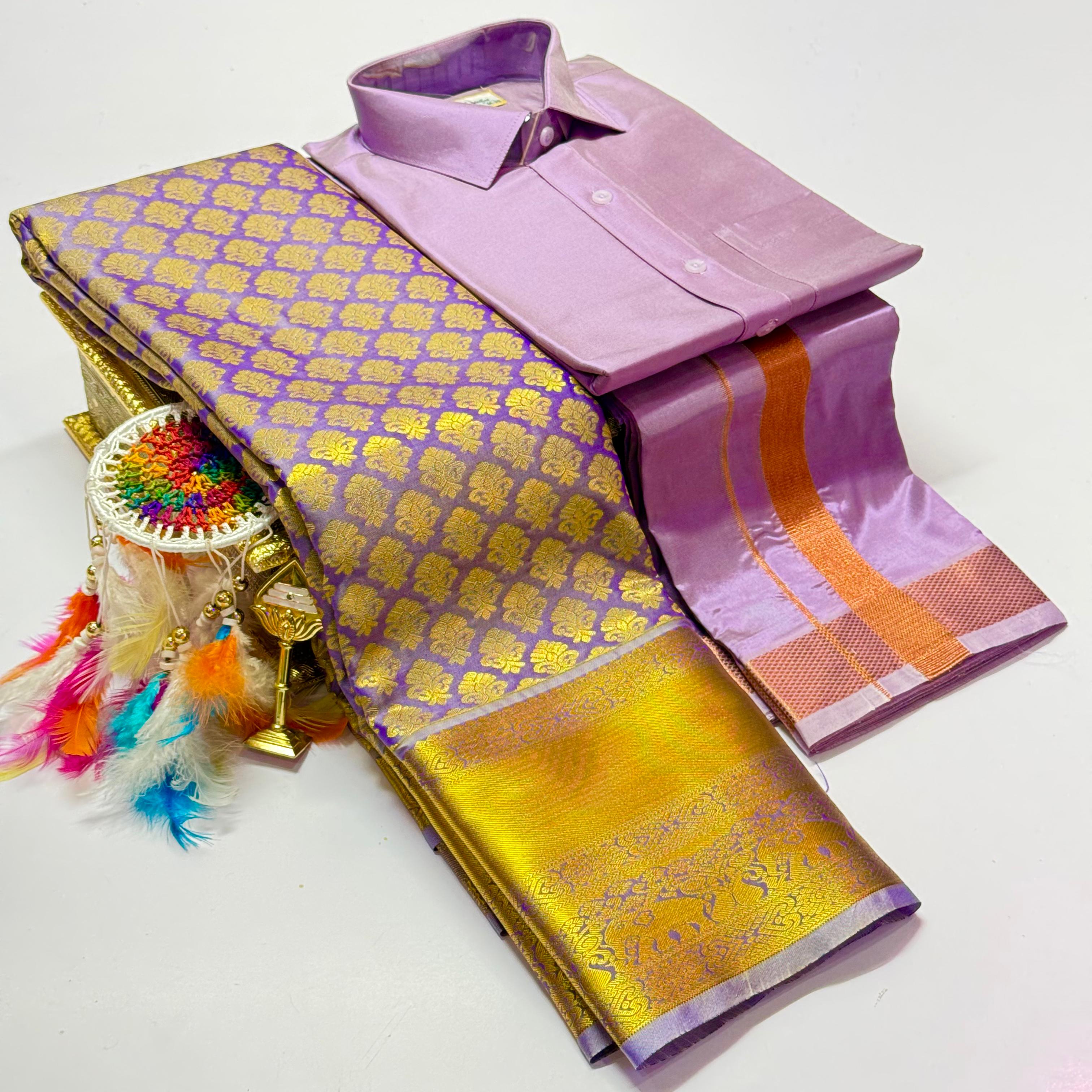 Premium Pattu Couple Combo Set – Design 2