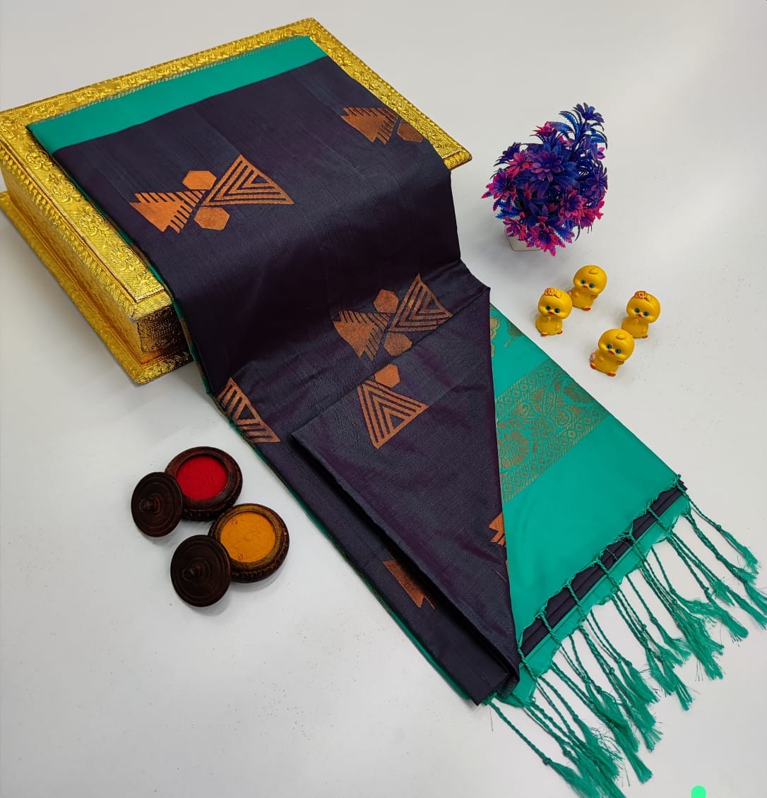Lemon Yellow Geometric Weave – Borderless Soft Silk Sarees