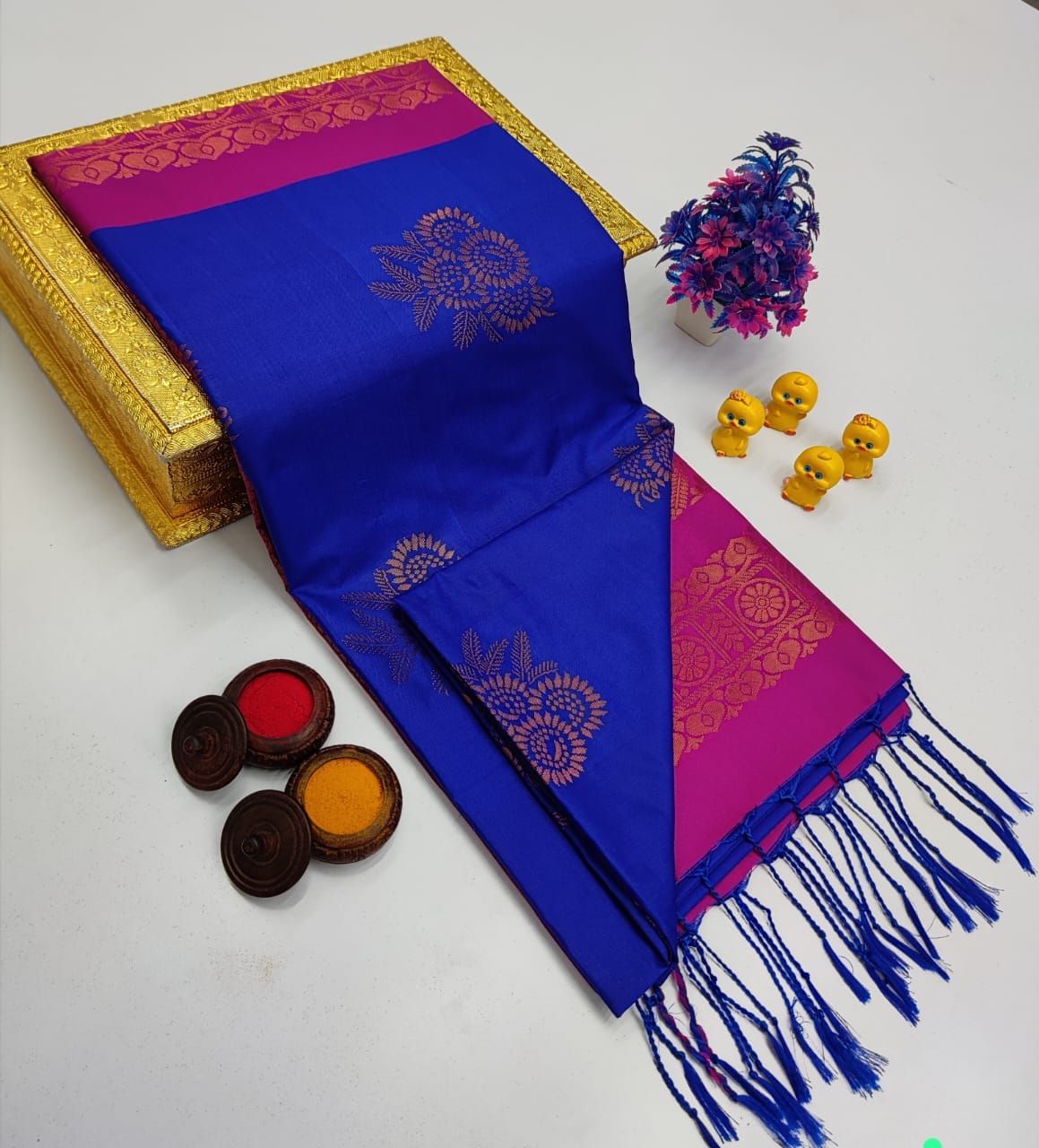 Rose Pink Classic Small Butta – Borderless Soft Silk Sarees