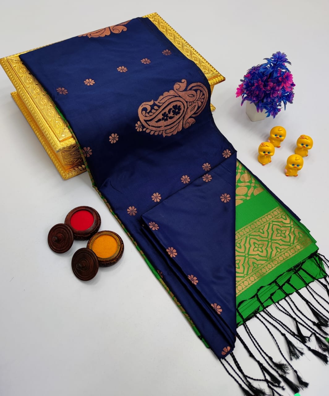 Rani Pink Classic Small Butta – Borderless Soft Silk Sarees