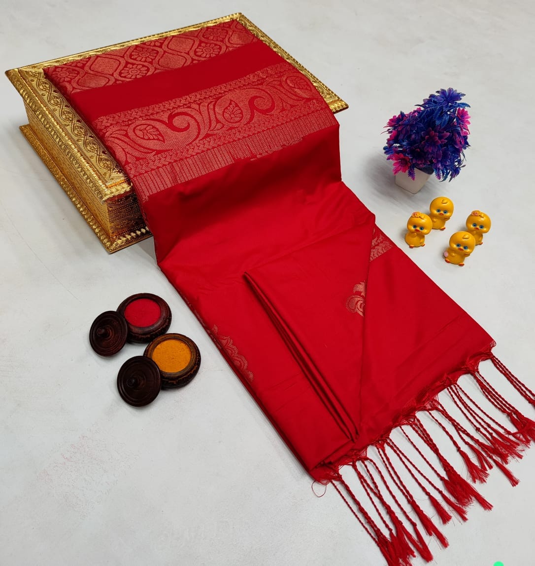 Slate Grey Silver Medallion Borderless Soft Silk Saree
