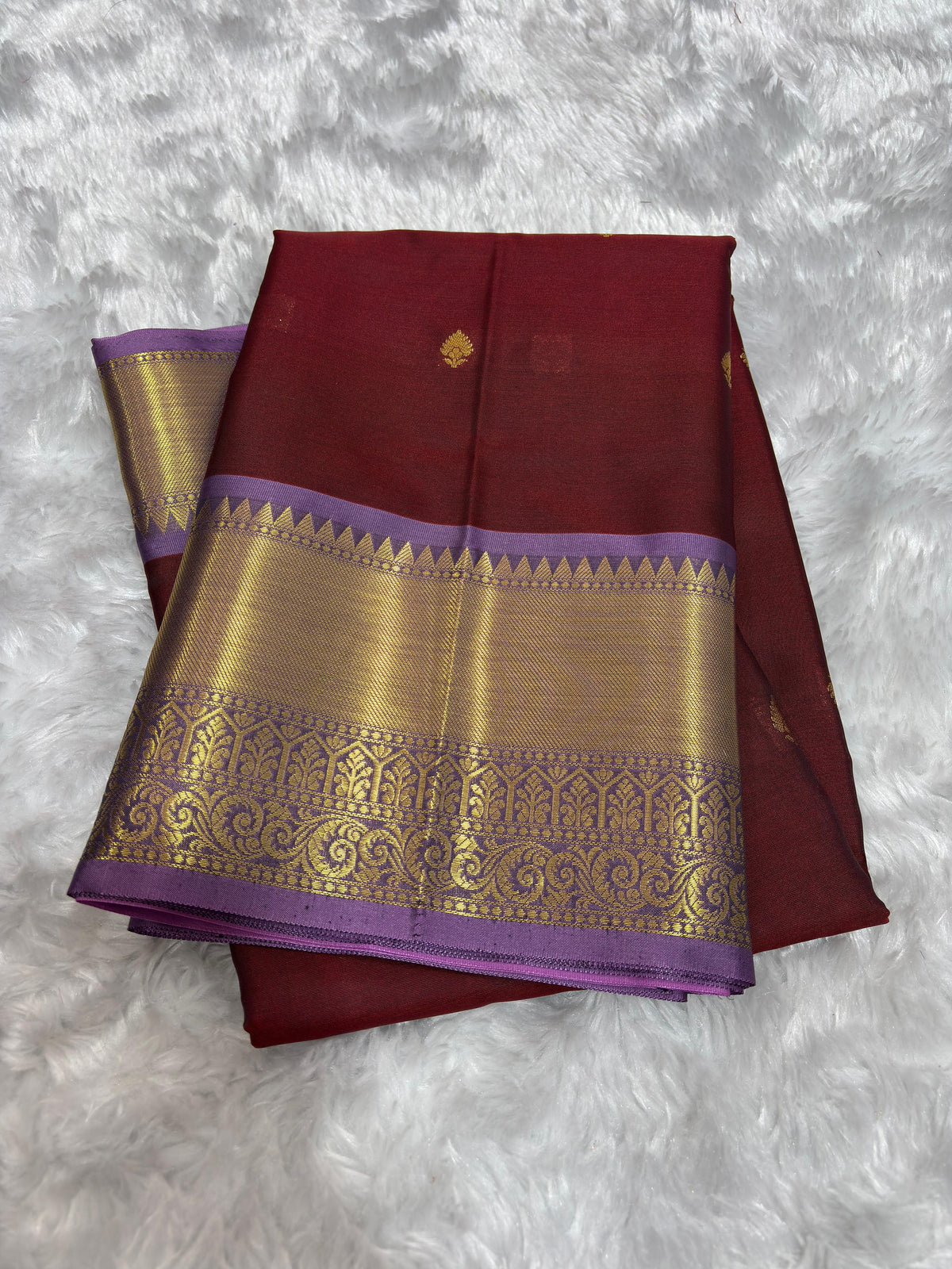 Coffee Brown with Pink Premium Banarasi Katan Silk Saree full view