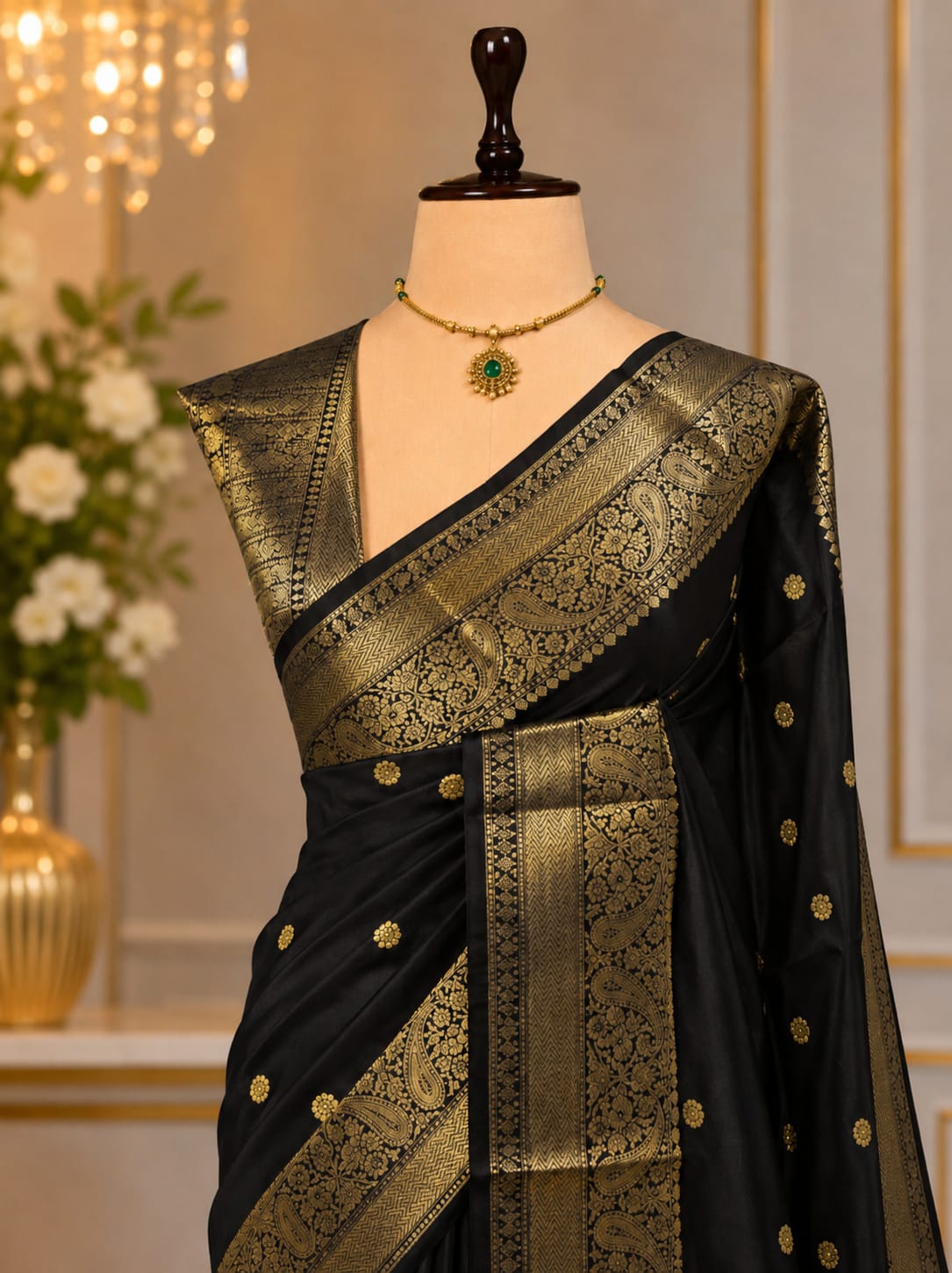 Premium Banarasi Katan Soft Silk Saree - Black