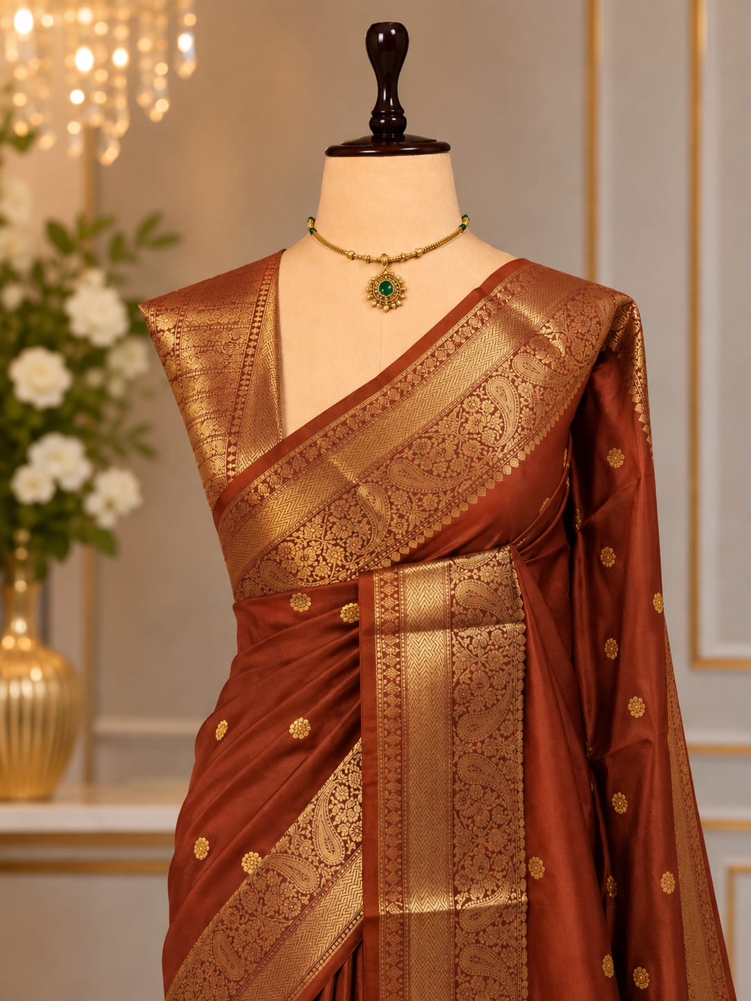 Premium Banarasi Katan Soft Silk Saree - Cream Beige