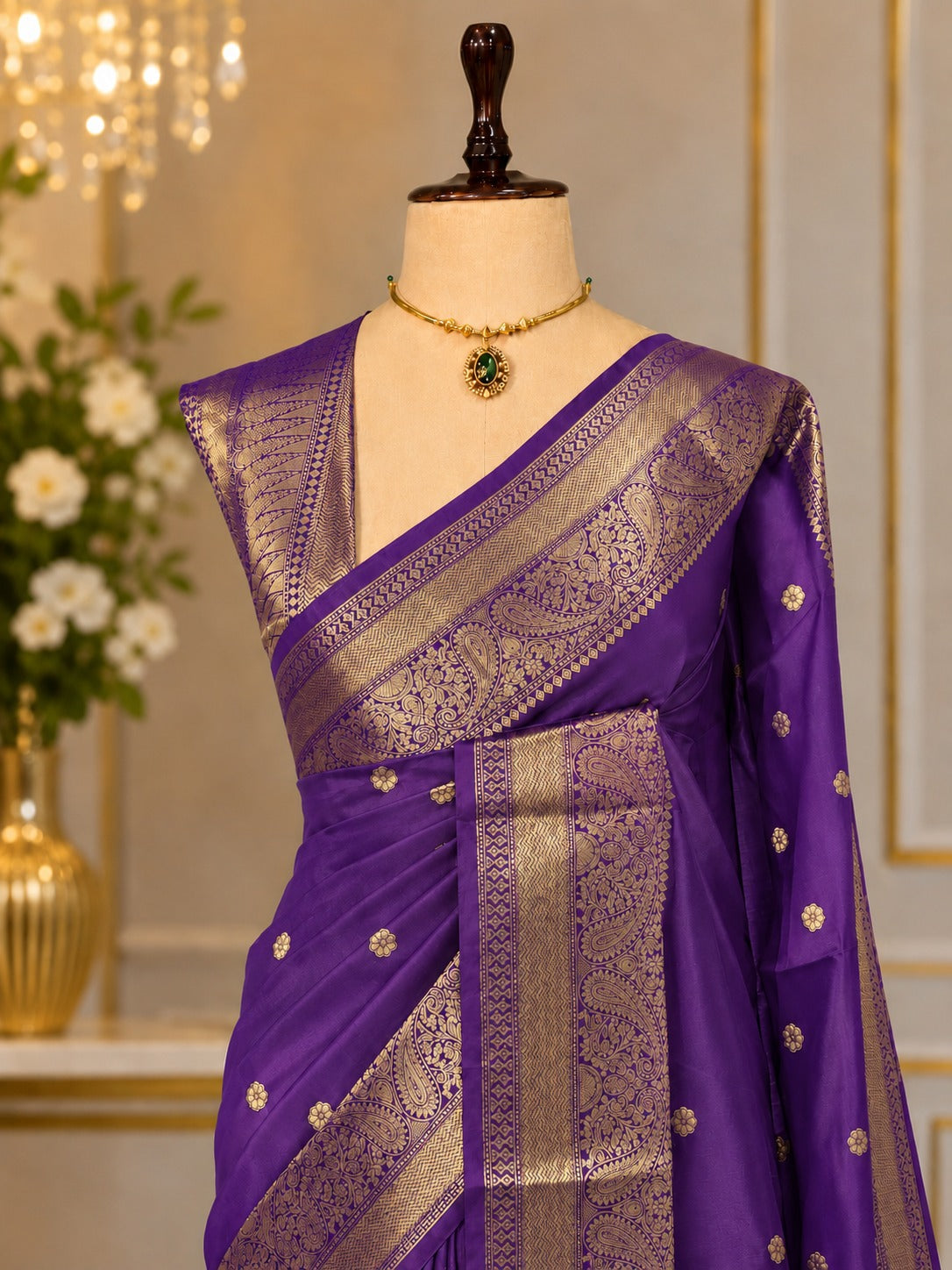 Premium Banarasi Katan Soft Silk Saree - Light Blue