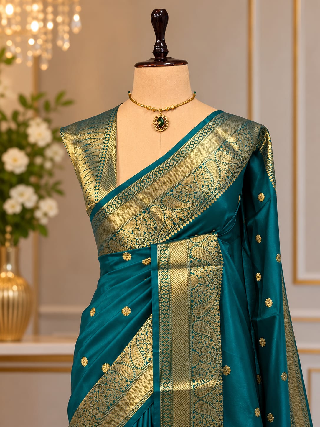 Premium Banarasi Katan Soft Silk Saree - Mustard Gold