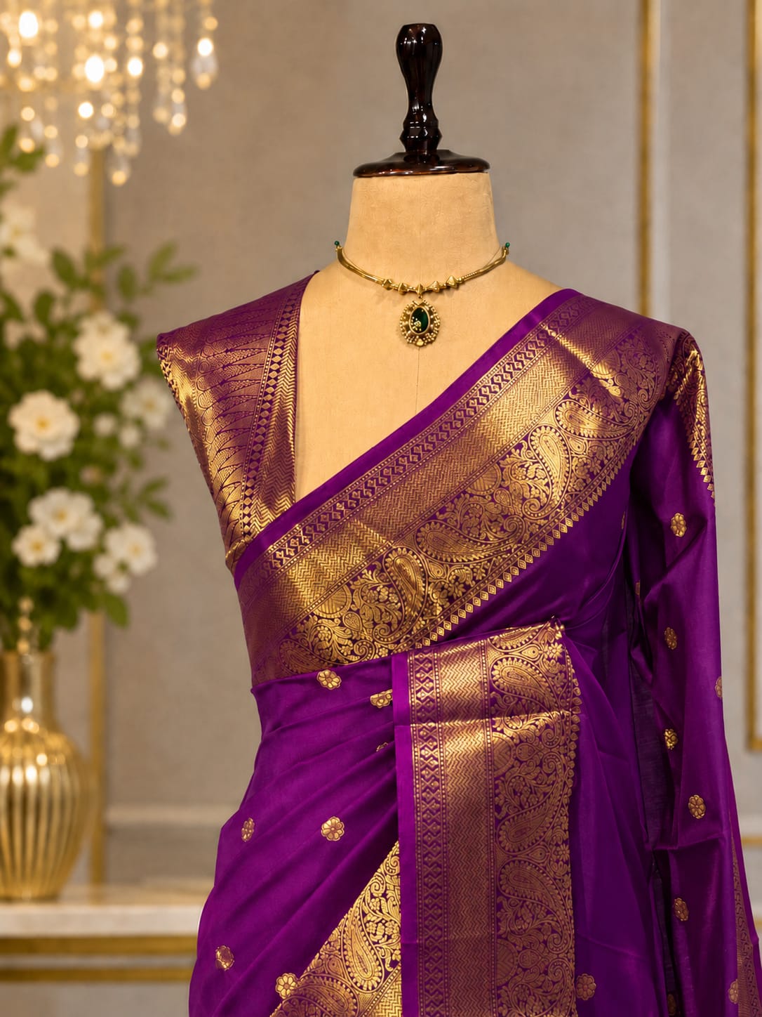 Premium Banarasi Katan Soft Silk Saree - Navy