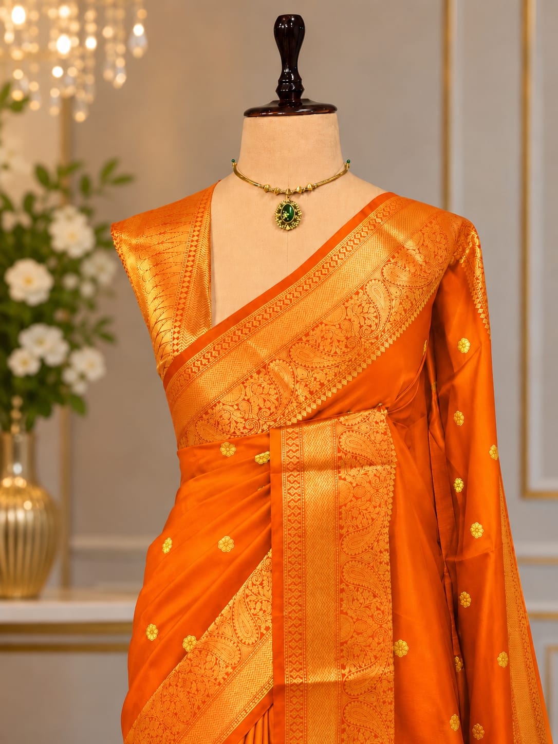Premium Banarasi Katan Soft Silk Saree - Peach