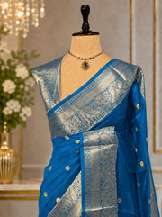 Premium Banarasi Katan Soft Silk Saree - Turquoise Blue