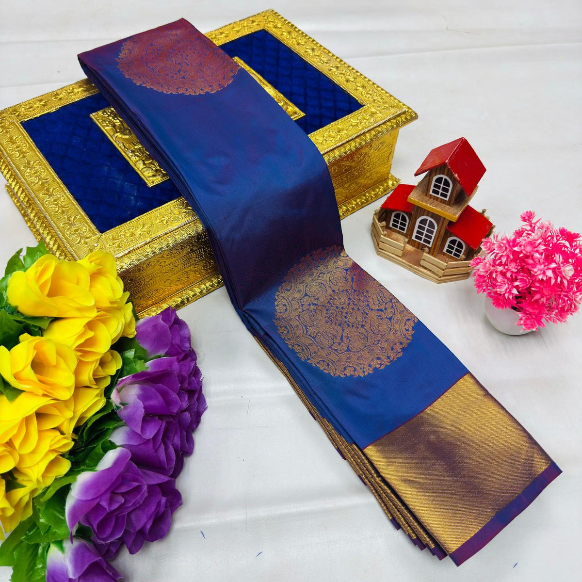 Indigo Blue Kanchi Rich Soft Silk Saree