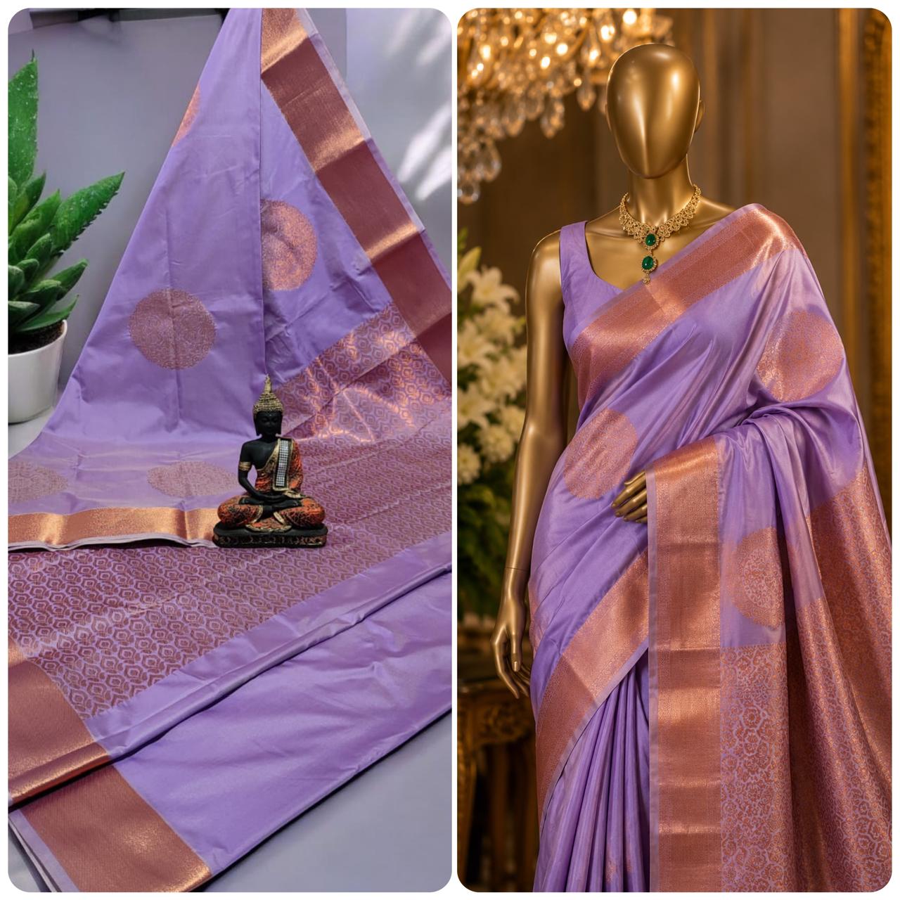 Aqua Kanchi Rich Soft Silk Saree model view