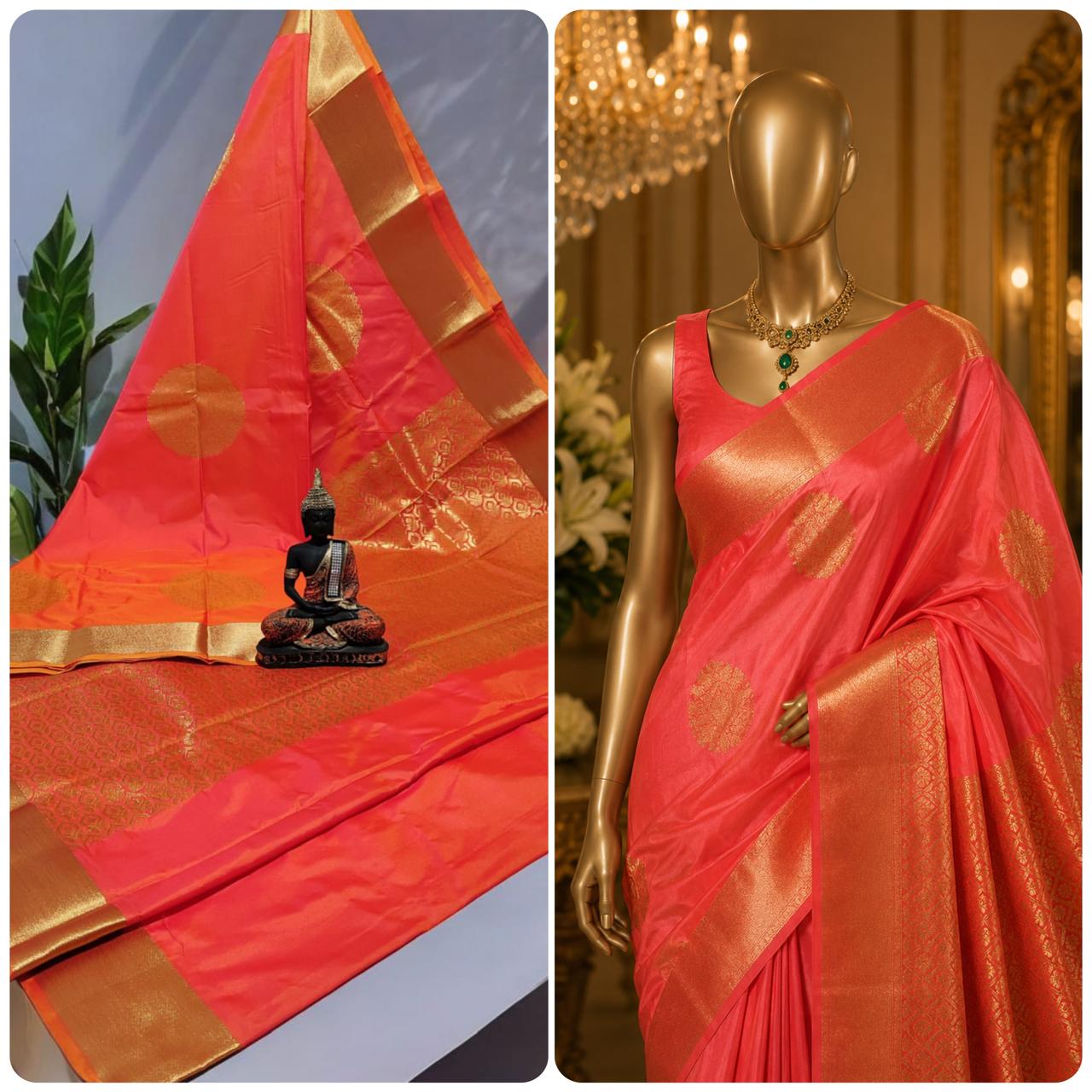 Black Kanchi Rich Soft Silk Saree model view