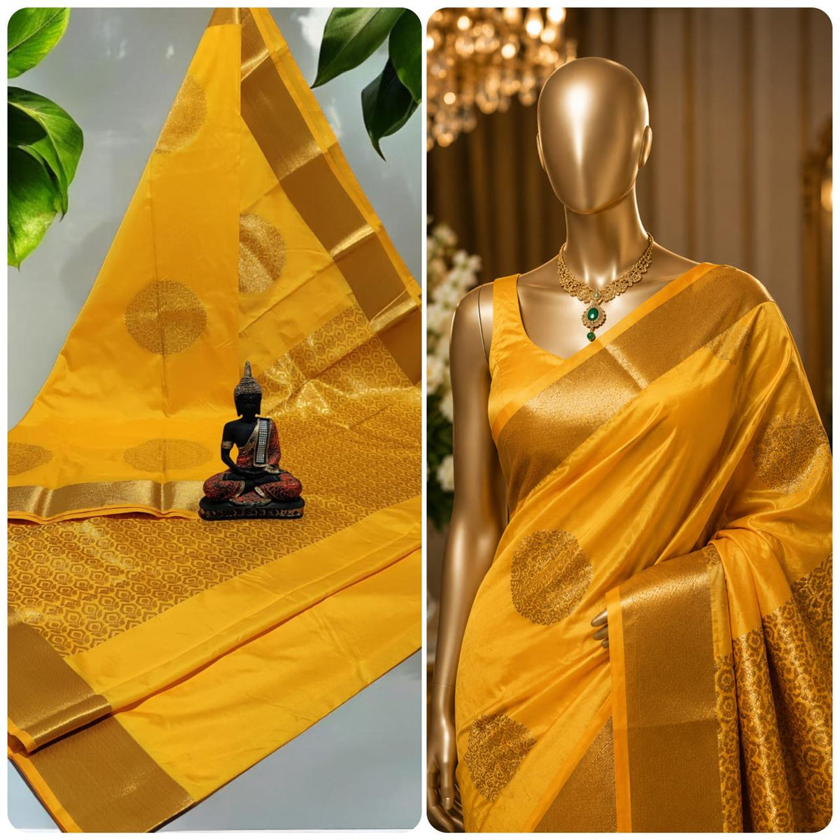Burnt Orange Kanchi Rich Soft Silk Saree model view