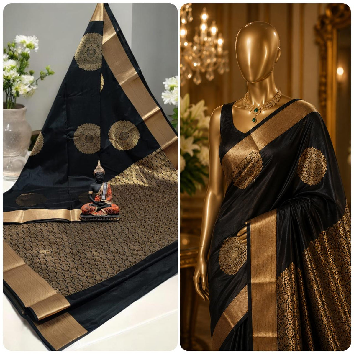 Crimson Kanchi Rich Soft Silk Saree model view