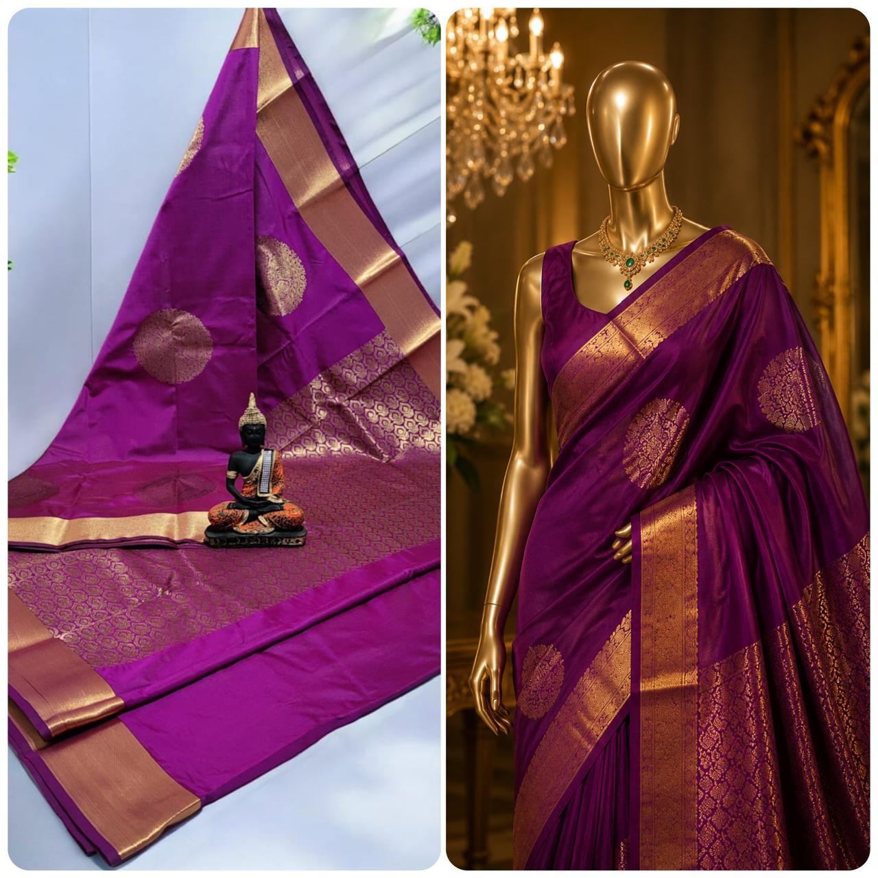 Mint Aqua Kanchi Rich Soft Silk Saree model view