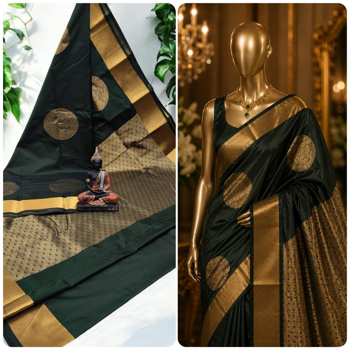 Rani Pink Kanchi Rich Soft Silk Saree model view