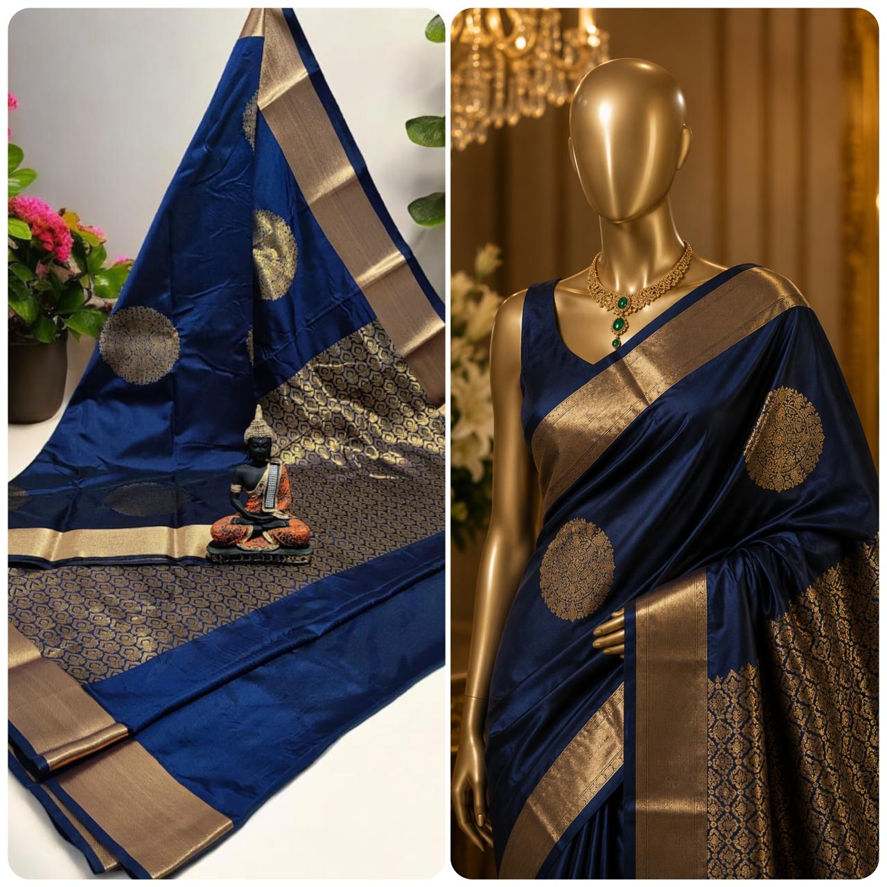 Red Kanchi Rich Soft Silk Saree model view