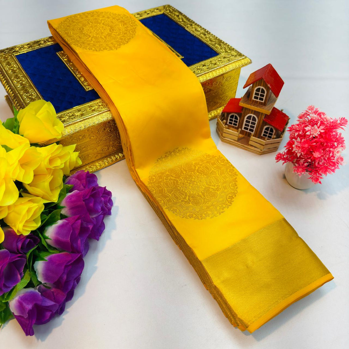 Mustard Yellow Kanchi Rich Soft Silk Saree