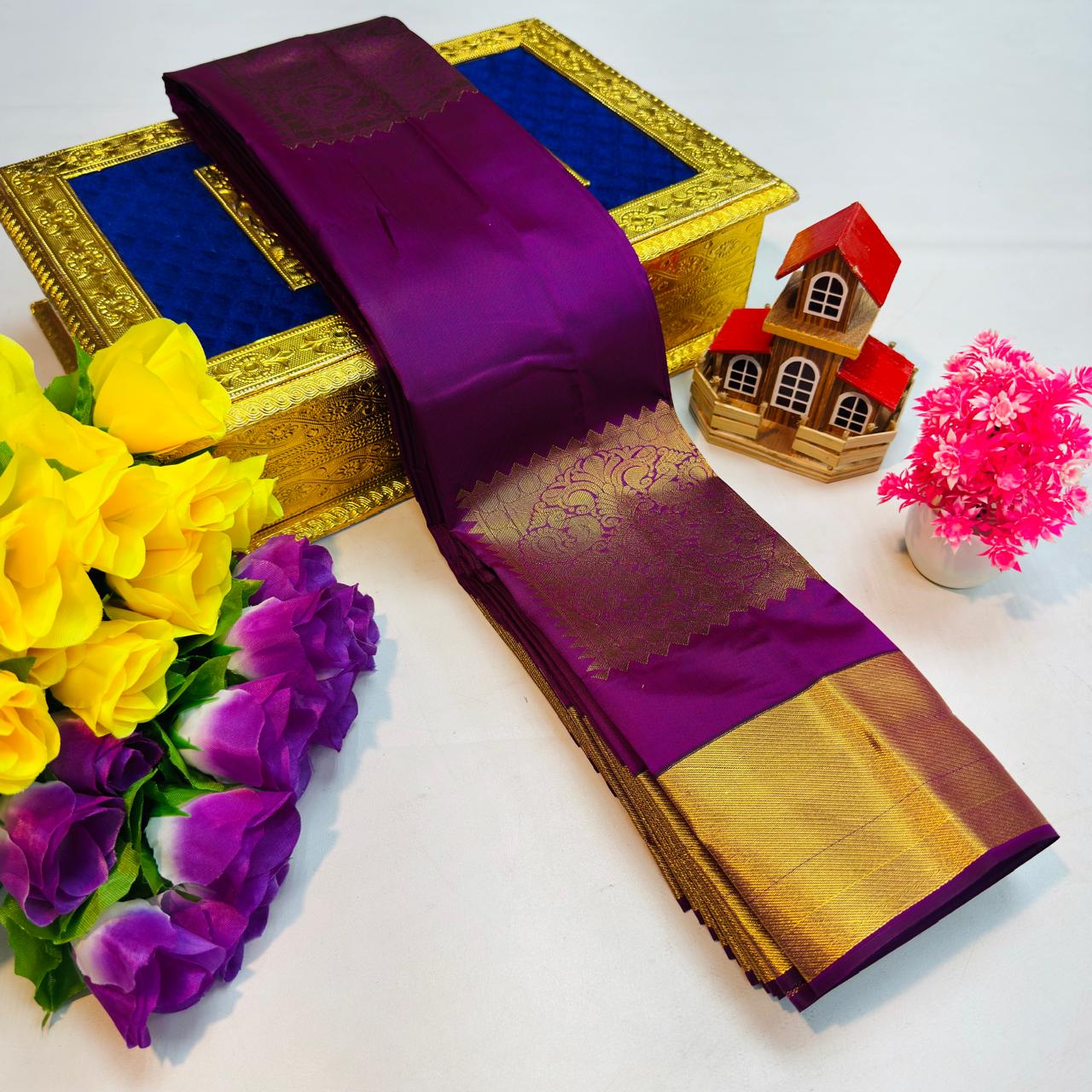 Purple Magenta Kanchi Rich Soft Silk Saree