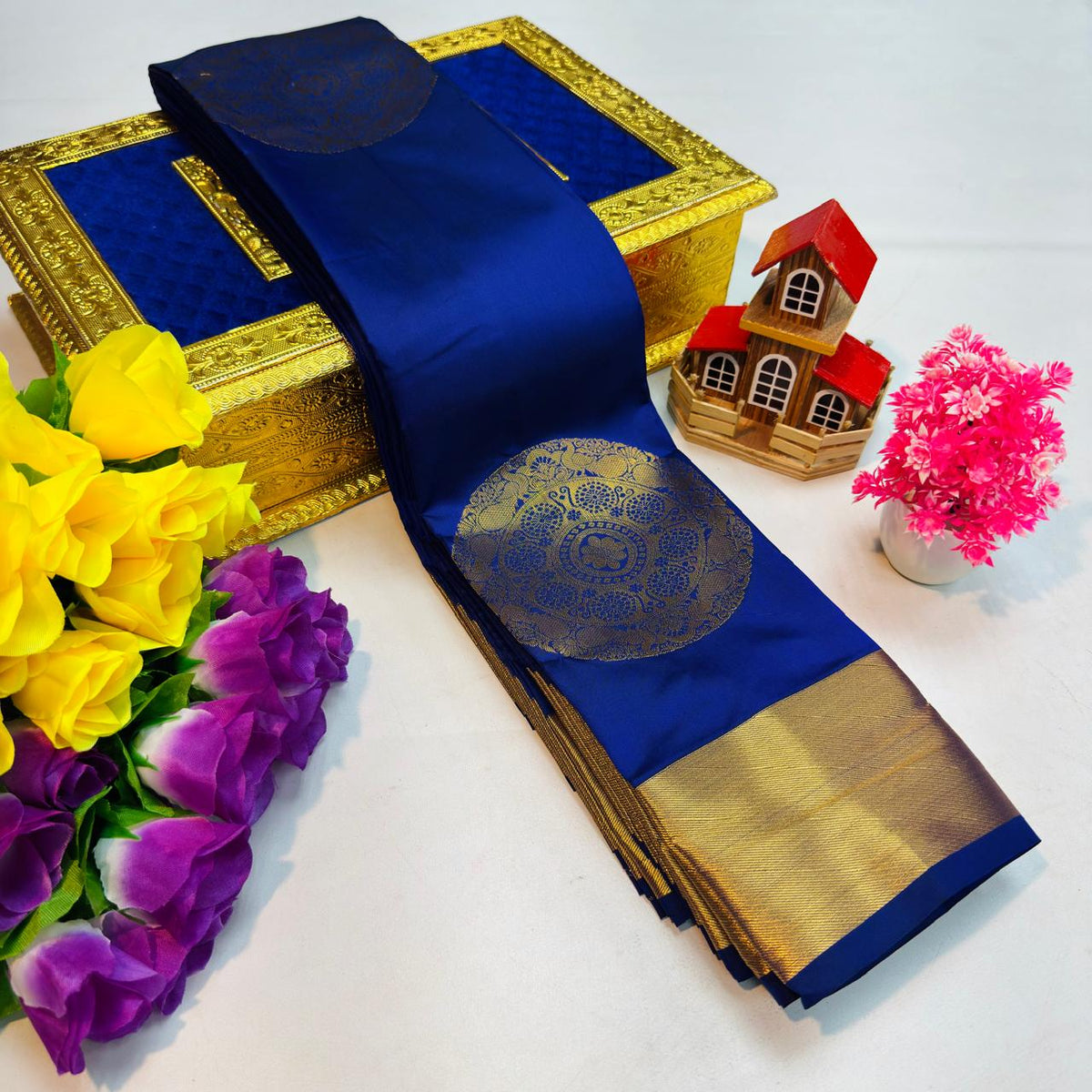 Royal Blue Kanchi Rich Soft Silk Saree