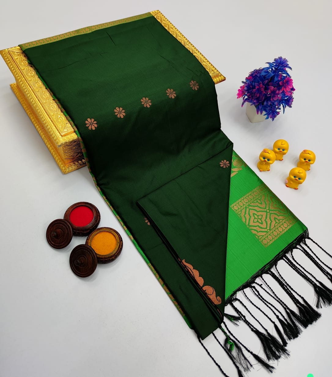 Copper Butta Borderless Soft Silk Saree - product image 1