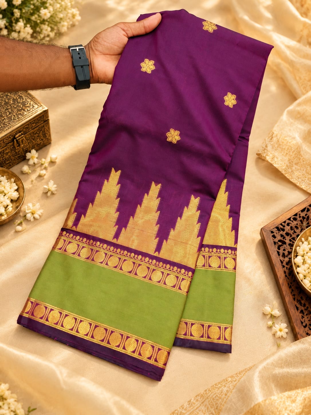 Temple Border Soft Silk Sarees