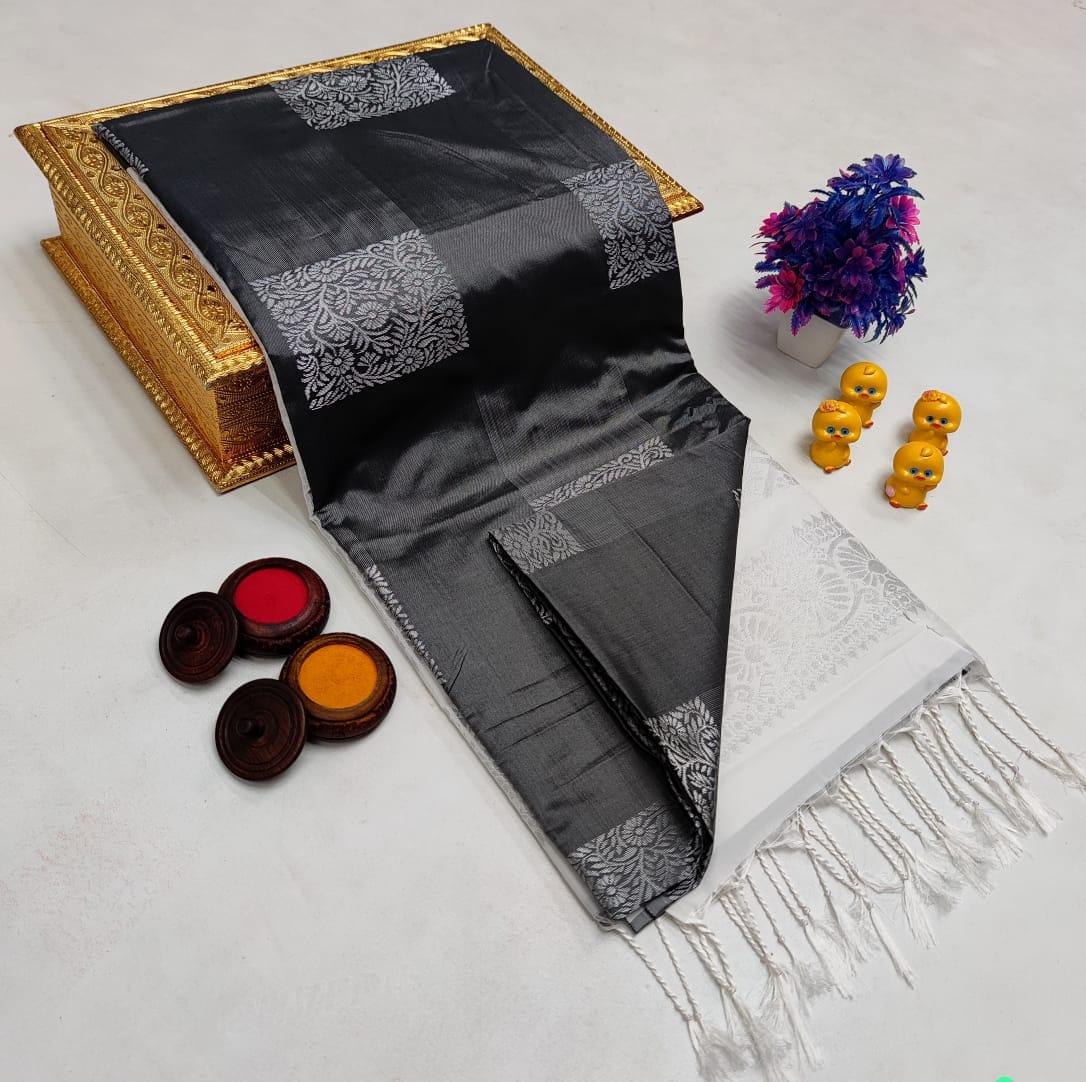 Silken Canvas Borderless Soft Silk Saree - product image 7
