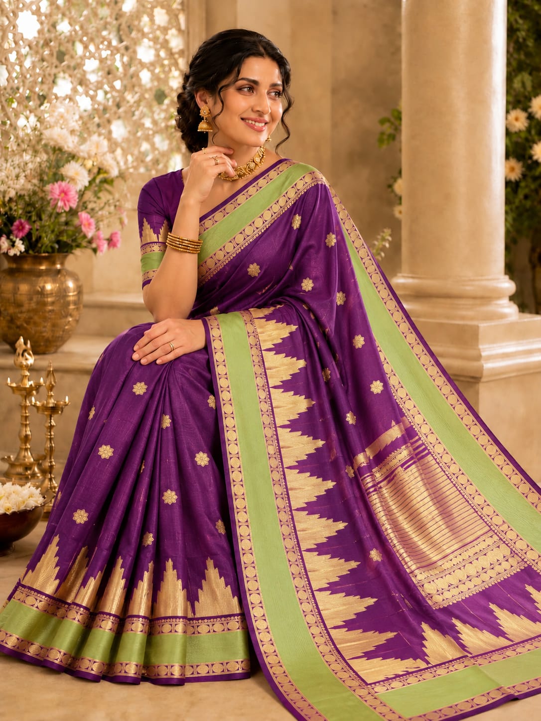 Temple Border Soft Silk Sarees