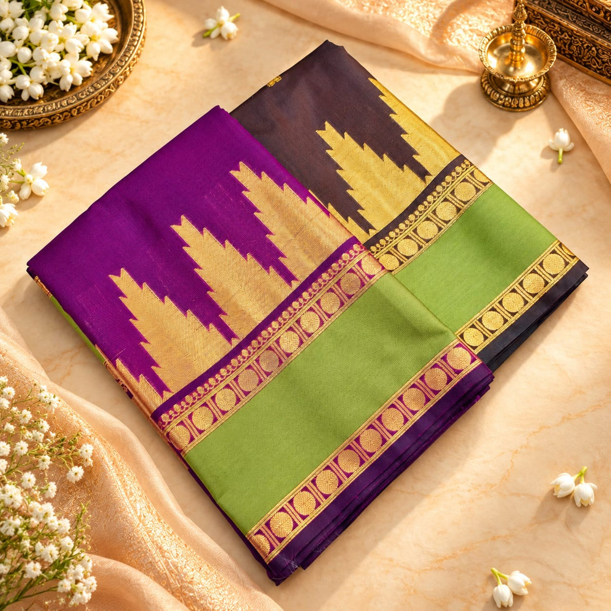 Temple Border Soft Silk Sarees